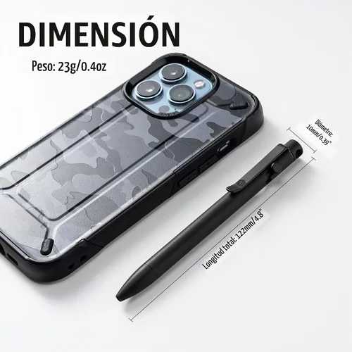 Vista 6 de KeyUnity KP01BK Bolt Action EDC Pen con clip, bolígrafo de bolsillo de titanio para transporte diario (negro)