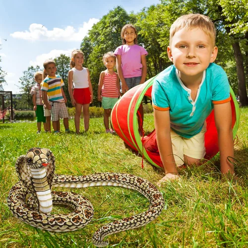 Vista 5 de Romart Animales de peluche de serpiente Cobra de 67 pulgadas, gran juguete de peluche realista de Cobra, animales de peluche gigantes y realistas