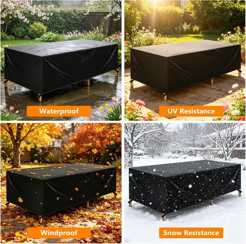 Vista 12 de Fundas impermeables para muebles de patio, 110 pulgadas de largo x 84 pulgadas de ancho x 28 pulgadas de alto, fundas resistentes para muebles