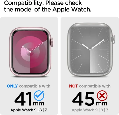 Vista 2 de Spigen Thin Fit Diseñado para Apple Watch Case Series 9/8/7 41mm Funda ligera de PC rígida - Negro
