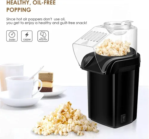Vista 3 de Máquina portátil de palomitas de maíz, máquina de palomitas de maíz, máquina de palomitas de maíz, rápida y fácil de usar, para familias con y Negro