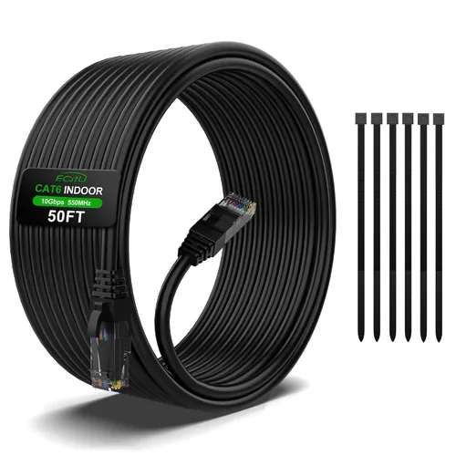 Vista 12 de Cable Ethernet Cat6 de 30 pies, cable de conexión Cat 6, cable de Internet Cat6, cable de red UTP, para interiores y exteriores, PoE, 24AWG CCA
