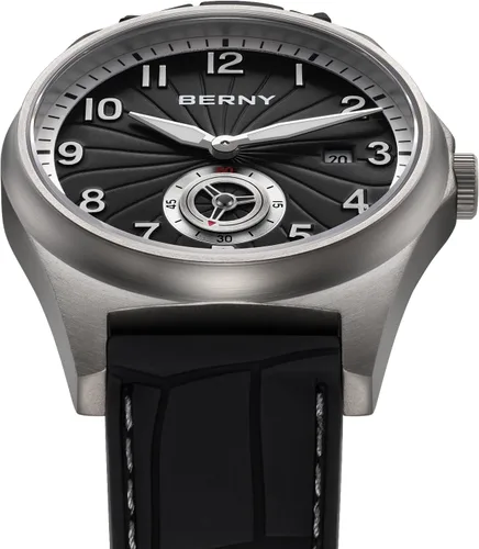 Vista 2 de BERNY Reloj automático de titanio para hombre, relojes de pulsera clásicos para hombre