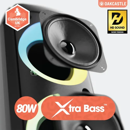 Vista 2 de Altavoz portátil Bluetooth para fiesta Potencia de 80W y batería recargable de hasta 5H Gran altavoz Bluetooth 2.0 con micrófono con cable