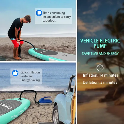 Vista 3 de Bomba de aire eléctrica para vehículo SUP de alta presión de 20 PSI, bomba de tabla de remo de inflado para tablas de remo de pie, función