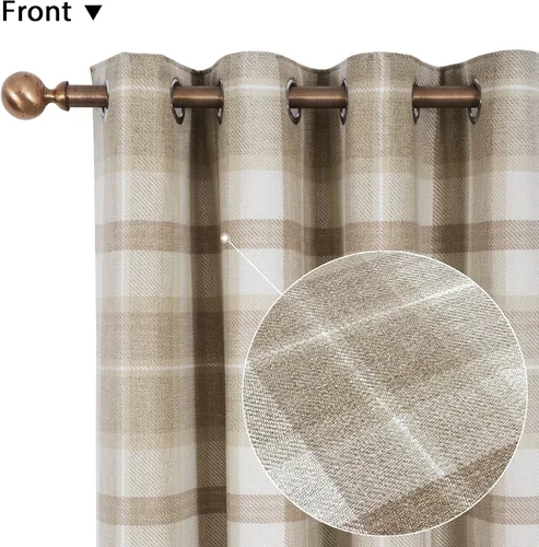 Vista 2 de always4u, cortinas térmicas aislantes con diseño de cuadros, de 95 pulgadas de largo, de doble capa, cortinas térmicas para sala de estar
