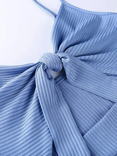 Vista 6 de LYANER - Vestido largo de punto sin mangas con nudo y dobladillo con abertura lateral para mujer