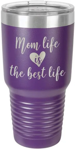 Vista 19 de Vaso grabado con texto en inglés "MOM LIFE IS THE BEST LIFE Engraved 30oz" grabado con láser en polvo de acero con revestimiento de polvo taza