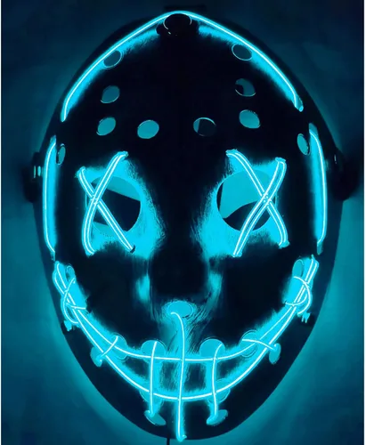 Vista 6 de ZLIXING Jason Mask Costume Led Purge Mask Light up Scary Halloween Costumes Mask for Men Women Adults Kids