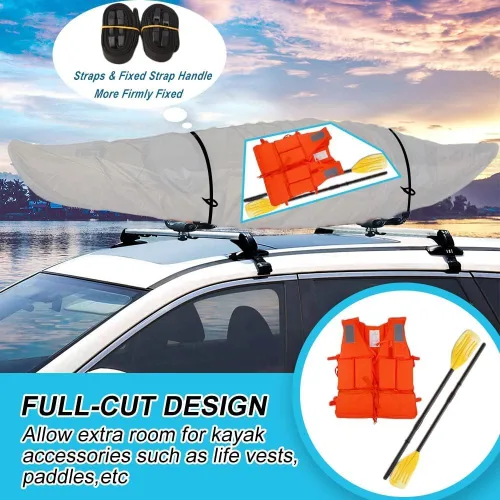 Vista 5 de Funda remolcable resistente a la decoloración y al desgarro con cremallera impermeable, grado marino 600D, resistente al agua, para kayak de 12