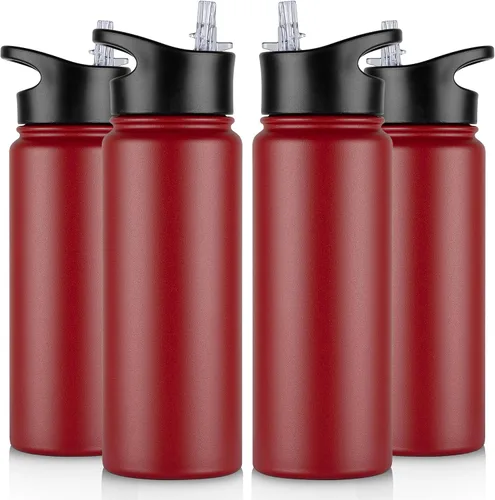 Vista 84 de Botella de agua aislada de 64 onzas con tapas de pajita y boquilla, jarra de agua de acero inoxidable de medio galón con mango de paracord, vacío