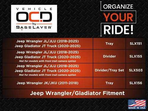 Vista 8 de Vehicle OCD - Divisor de consola central y organizador de bandejas para Jeep Wrangler JL/JLU (2018-2020) (2021-2022 See Fitment) Gladiator JT Truck