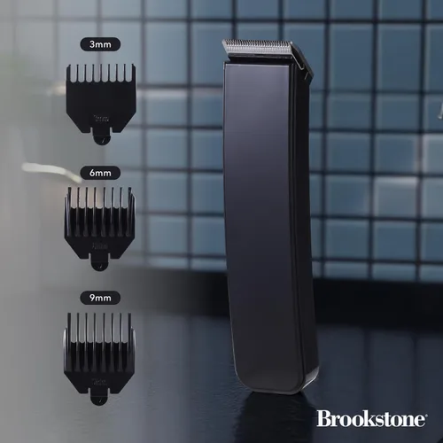 Vista 4 de Brookstone - Cortadora de pelo inalámbrica con base de carga, aseo de precisión para cabello, barba y cuerpo con peines guía ajustables