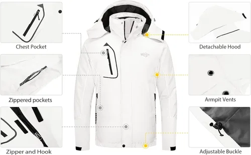 Vista 6 de Wantdo - Chamarra impermeable de esquí 3 en 1 para hombre abrigo acolchonado para nieve