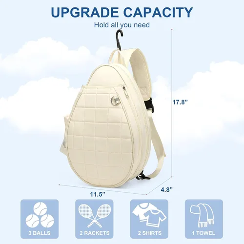 Vista 4 de KAVIGOR Bolsa cruzada de tenis profesional: bolsa de pickleball acolchada impermeable con 2 raquetas con compartimento húmedo/seco Diseño unisex