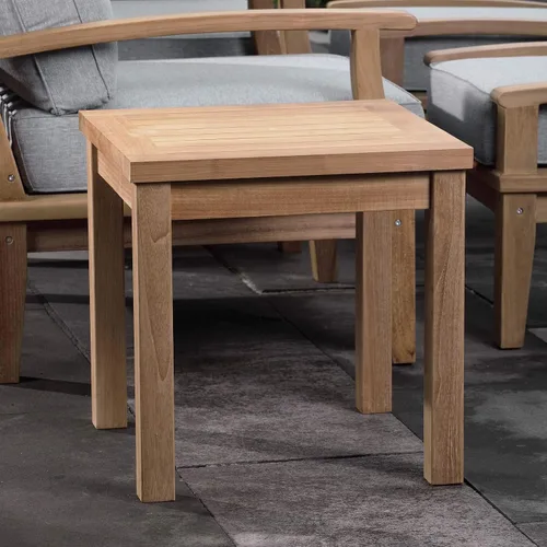 Vista 6 de Modway Mesa auxiliar teca marina para patio y exteriores, Madera, Natural