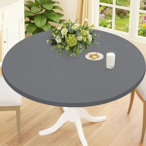 Vista 18 de Smiry Mantel Redondo de Spandex, Manteles Elásticos Ajustados Lavables para Mesas de 18"-24", Cubierta de Mesa de Pícnic Elástica Impermeable