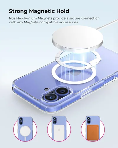 Vista 3 de Crystal Fit - Funda magnética transparente para iPhone 16, compatible con MagSafe, antiamarilleo, funda protectora delgada (para iPhone 16)