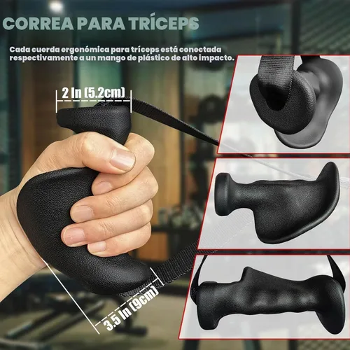 Vista 5 de BLUSLM Accesorios de tríceps con cuerda ergonómica, accesorios de cable para tríceps extra largos de 27, 32, 40 y 47 pulgadas mejorados para MANIJAS