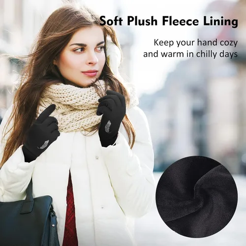 Vista 6 de Guantes deportivos de invierno cálidos para correr, para clima frío, guantes térmicos para pantalla táctil, guantes antideslizantes de forro polar