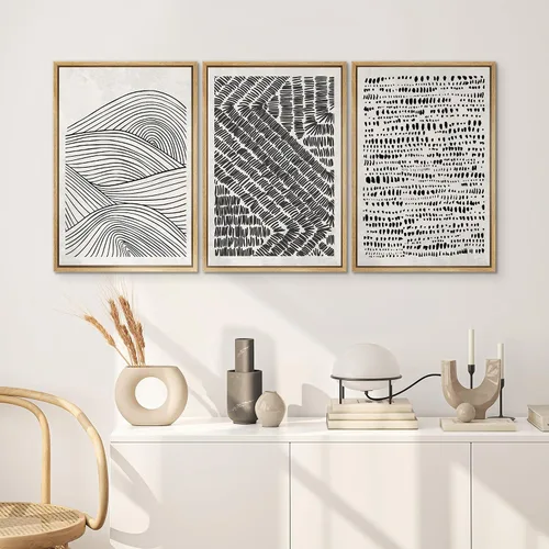 Vista 471 de SIGNWIN Lienzo enmarcado para pared, juego de arte neutro de bosque brumoso, ilustraciones en tono tierra, arte moderno, decorativo, bohemio