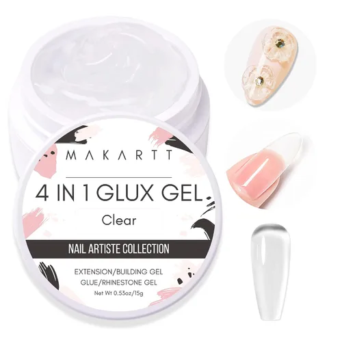 Vista 2 de Makartt Gel 4 en 1 Glux Gel Clear Solid Nail Extension Gel Constructor de Uñas Gel Constructor de Uñas de 0.5 fl oz UV Paquete de pegamento de uñas