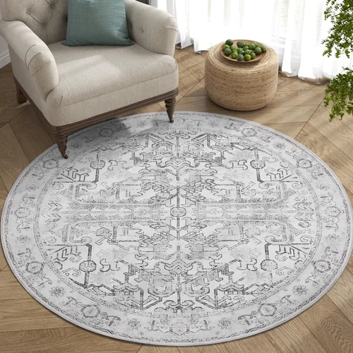 Vista 99 de jinchan Lima - Alfombra simétrica floral geométrica lavable, alfombra de entrada de medio círculo de 2 x 3, alfombra de media luna, suave y Azul