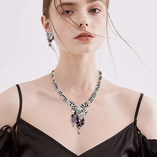 Vista 2 de Ever Faith Tigre Flor lágrima vidrio austríaco collar arete set