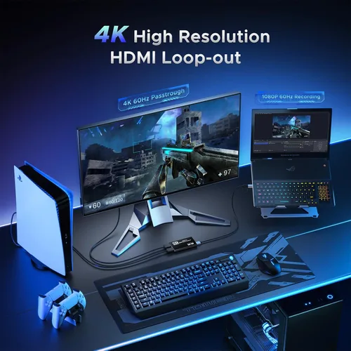 Vista 9 de XIIXMASK Tarjeta de captura de video, tarjeta de captura de audio y video, tarjeta de captura USB 3.0 4K HDMI Loop-Out, 1080P 60FPS/2K 30FPS captura