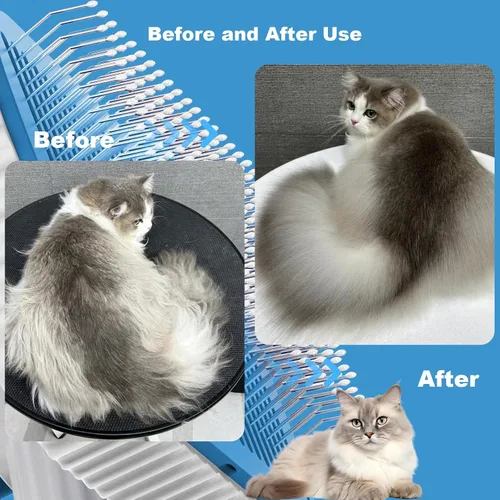 Vista 6 de Cepillo para gatos, cepillo de gato para gatos de pelo largo o corto, quita el pelo suelto y las alfombrillas, los pasadores redondeados reducen