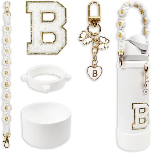 Vista 48 de SITKOL Juego de Monogramas Bonitos de Silicona Compatible con Botella de Agua Owala 24 oz, 32 oz, 40 oz - Accesorios Perfectos con la Letra Owala