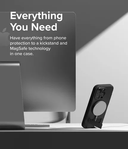 Vista 3 de Ringke - Funda para iPhone 15 Pro Max [todo negro] Compatible con MagSafe, funda protectora con soporte, imán potente, protección mejorada