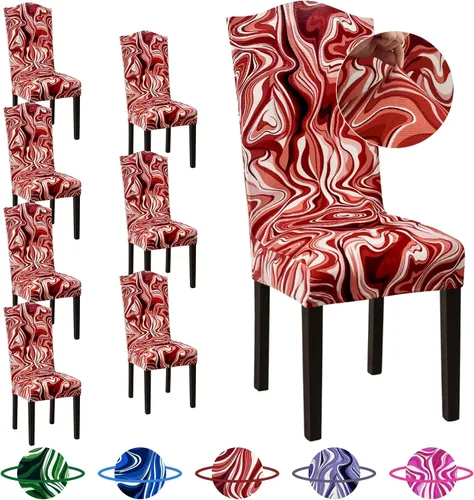 Vista 32 de Sufdari Juego de 4 fundas para sillas de comedor, color beige, antideslizantes, de elastano, elásticas, para comedor, hotel (Grande)