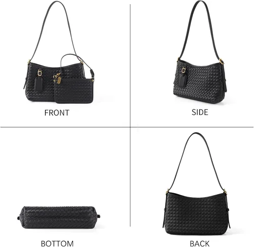 Vista 3 de Woven Handbag for Women, Woven Crossbody Bags for Women, Designer Ladies Hobo Bag Bucket Purse Faux Leather