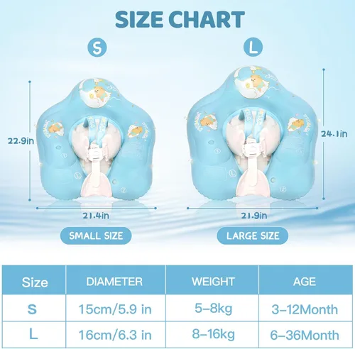 Vista 6 de Loowarts Baby Pool Float with Canopy and Safety Seat,Infant Swim Float & Pool Float & Baby Water Float & Swimming Floats UPF50+ UV Protection for