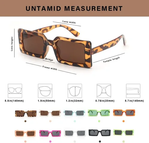 Vista 3 de UNTAMID Lentes de sol rectangulares de moda para mujer, lentes de sol retro a la moda, protección UV 400, marco cuadrado