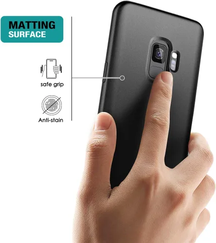 Vista 4 de SURITCH Funda para Samsung Galaxy S9, 【Protector de pantalla integrado】【Compatible con carga inalámbrica】Cubierta trasera resistente híbrida