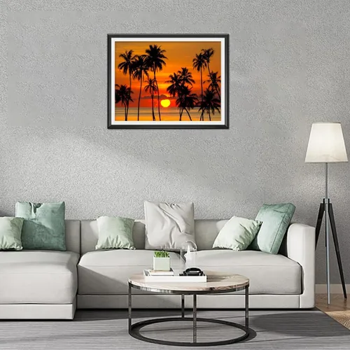 Vista 4 de Kits de pintura de diamantes de paisaje para adultos y principiantes, kits de pintura de puntos de diamante al atardecer, pintura de gemas 5D