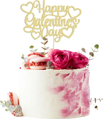 Vista 19 de 24 piezas de decoración de cupcakes con purpurina dorada para el día de San Valentín, temática de San Valentín, fiesta de cumpleaños, suministros