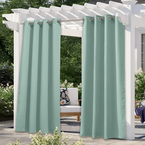 Vista 143 de NICETOWN Cortina para Exteriores para Patio Impermeable de 84 Pulgadas de Ancho, Aislamiento Térmico con Ojales Antioxidantes Bloqueo UV Cortina