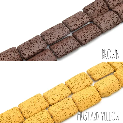 Vista 5 de Cuentas de lava Cuentas de forma rectangular Cuentas difusoras de aceites esenciales Joyas difusoras Bronceado