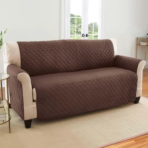 Vista 2 de Collections Etc - Funda protectora reversible, resistente a derrames y acolchada para muebles con lazos - Cubre el fondo del asiento, el respaldo