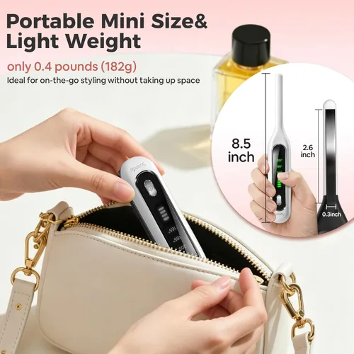 Vista 7 de SUNMAY Mini plancha de pelo inalámbrica de 0.3 pulgadas para viajes de pelo Blanco