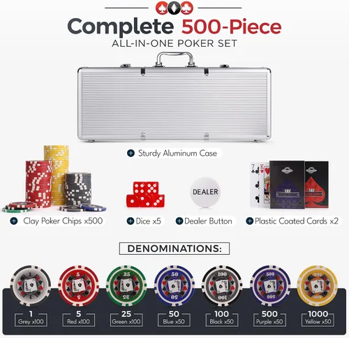 Vista 3 de Juego de fichas de poker de 500 unidades Big Slick, 11.5 g