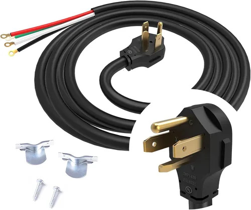 Vista 11 de TOPDC Cable de secado de 3 clavijas, cable de alimentación de electrodomésticos de 30 amperios y 5 pies, NEMA 10-30P a 3 cables con conectores