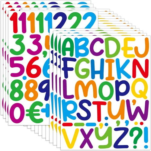 Vista 10 de 840 piezas de 16 hojas de calcomanías de letras grandes de 2 pulgadas, calcomanías de vinilo autoadhesivas impermeables para números, adecuadas