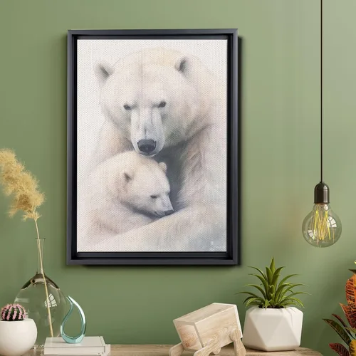 Vista 5 de Fox Mother Cub Print, In The Style Of Stencil-Based, Ivory, Kids Wall Art, Kids Wall Art Display, Mom And Baby Animal Art Print