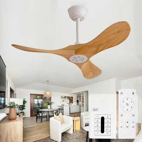Vista 7 de Ventilador de techo negro de 36 pulgadas sin luces, pequeños ventiladores de techo de madera sin luces con control remoto, 3 aspas, hélice