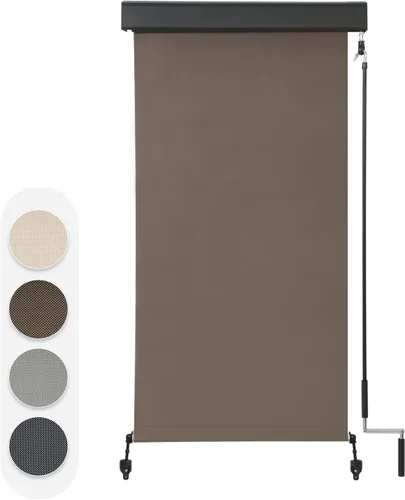 Vista 2 de VICLLAX Persiana Enrollable Premium para Exteriores de Tela PVC, Persiana Enrollable Exterior Operada con Manivela con Cenefa Protectora de Aluminio