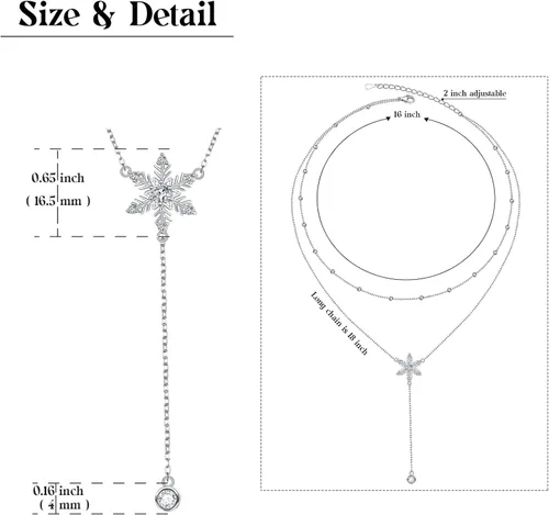 Vista 7 de YinShan Collar con colgante de plata de ley 925 con circonita cúbica estrella copo de nieve lágrima para mujeres y niñas Plata esterlina Circonia
